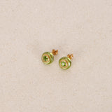 18K Yellow Gold Green Crystal Orb Earrings