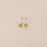 18K Yellow Gold Green Crystal Orb Earrings