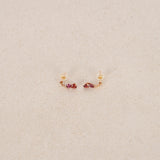 18K Yellow Gold White, Red, and Purple Topaz Earrings