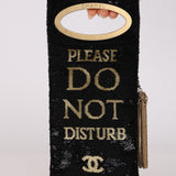 Rare Chanel 2017 Metiers D'Art Black and Gold Sequin Paris-Cosmopolite Do Not Disturb Minaudiere