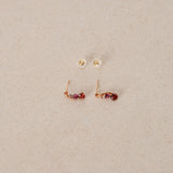 18K Yellow Gold White, Red, and Purple Topaz Earrings