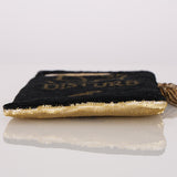 Rare Chanel 2017 Metiers D'Art Black and Gold Sequin Paris-Cosmopolite Do Not Disturb Minaudiere