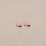 18K Yellow Gold White, Red, and Purple Topaz Earrings