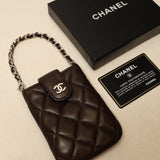 Chanel 2006 Lambskin Brown Mini Chain Pouch