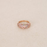 18K Rose Gold Morganite Sapphire & Garnet Cluster Ring, Size US 8