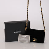 Chanel 2022 Velvet Camellia Cardholder on Chain