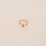 Vintage 1970s 18K Yellow Gold Emerald and Diamond Edwardian-style Wrap Ring, Size US 6.5