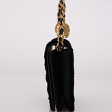 Chanel 2022 Velvet Camellia Cardholder on Chain