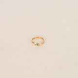 Vintage 1970s 18K Yellow Gold Emerald and Diamond Edwardian-style Wrap Ring, Size US 6.5