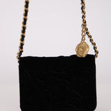 Chanel 2022 Velvet Camellia Cardholder on Chain