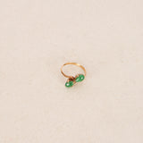 Vintage 1970s 18K Yellow Gold 'Toi et Moi' Double Jade Ring, Size US 6