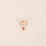 Rare Vintage 1990s 18K Yellow Gold and Pear Ruby Diamond Taper Ring