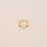 18K Yellow Gold Scattered Diamond Band Ring, Size US 6