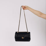 Chanel 1991 Navy Jersey and Lambskin Single Flap with Wallet