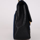Chanel 1991 Navy Jersey and Lambskin Single Flap with Wallet
