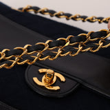 Chanel 1991 Navy Jersey and Lambskin Single Flap with Wallet