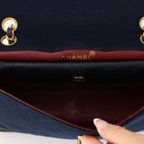 Chanel 1991 Navy Jersey and Lambskin Single Flap with Wallet