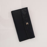 Chanel 1991 Navy Jersey and Lambskin Single Flap with Wallet