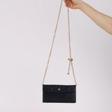 Chanel 1991 Navy Jersey and Lambskin Single Flap with Wallet