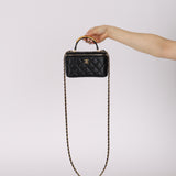 Chanel 2022 Lambskin Metal Top Handle Rectangular Vanity on Chain