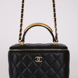Chanel 2022 Lambskin Metal Top Handle Rectangular Vanity on Chain