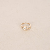 Vintage 1980s-1990s 14K Yellow Gold Brilliant and Baguette Diamond Art Deco Ring, Size US 6.75