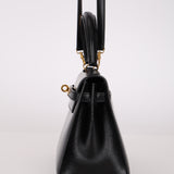 Ultra-Rare Hermès 1962 Noir Box Top Handle Kelly 20 Sellier GHW