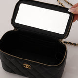 Chanel 2022 Lambskin Metal Top Handle Rectangular Vanity on Chain