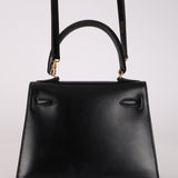 Ultra-Rare Hermès 1962 Noir Box Top Handle Kelly 20 Sellier GHW
