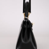 Ultra-Rare Hermès 1962 Noir Box Top Handle Kelly 20 Sellier GHW