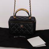 Chanel 2022 Lambskin Metal Top Handle Rectangular Vanity on Chain