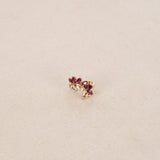 18K Yellow Gold Diamond and Ruby Curved Branch Ring, Size US 4.5