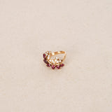 18K Yellow Gold Diamond and Ruby Curved Branch Ring, Size US 4.5
