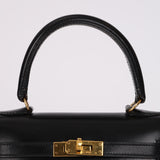 Ultra-Rare Hermès 1962 Noir Box Top Handle Kelly 20 Sellier GHW