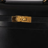 Ultra-Rare Hermès 1962 Noir Box Top Handle Kelly 20 Sellier GHW
