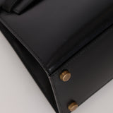Ultra-Rare Hermès 1962 Noir Box Top Handle Kelly 20 Sellier GHW