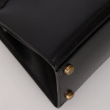 Ultra-Rare Hermès 1962 Noir Box Top Handle Kelly 20 Sellier GHW