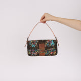 Ultra-Rare Fendi Zucca Lizard Embroidered & Beaded Baguette