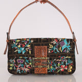 Ultra-Rare Fendi Zucca Lizard Embroidered & Beaded Baguette