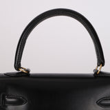 Ultra-Rare Hermès 1962 Noir Box Top Handle Kelly 20 Sellier GHW