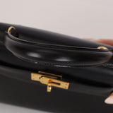 Ultra-Rare Hermès 1962 Noir Box Top Handle Kelly 20 Sellier GHW