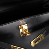 Ultra-Rare Hermès 1962 Noir Box Top Handle Kelly 20 Sellier GHW