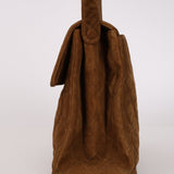 Chanel 1998 Cognac Suede Turnlock Kelly Shoulder Bag 24K GP
