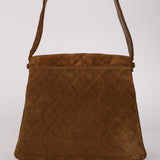 Chanel 1998 Cognac Suede Turnlock Kelly Shoulder Bag 24K GP
