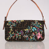 Ultra-Rare Fendi Zucca Lizard Embroidered & Beaded Baguette