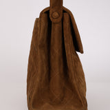 Chanel 1998 Cognac Suede Turnlock Kelly Shoulder Bag 24K GP