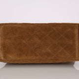 Chanel 1998 Cognac Suede Turnlock Kelly Shoulder Bag 24K GP