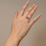 1980's 18K Yellow Gold Ruby and Diamond Askew Halo Ring, Size US 6.25