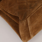 Chanel 1998 Cognac Suede Turnlock Kelly Shoulder Bag 24K GP
