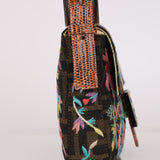 Ultra-Rare Fendi Zucca Lizard Embroidered & Beaded Baguette
